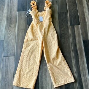 Lovers + Friends Yellow Gingham Romper Jumpsuit Size XS New With Tags